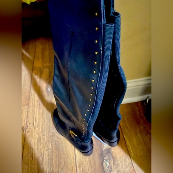 Black and Gold Studded Flat Heeled Boots! It’s a New Year & a New You Sale! - Picture 1 of 4